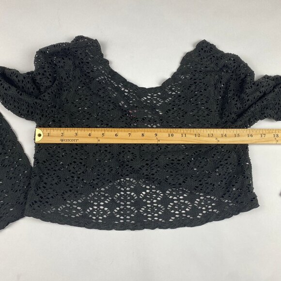 FP Beach Crochet Long Sleeve Crop Top Women's Size Small - Picture 8 of 11